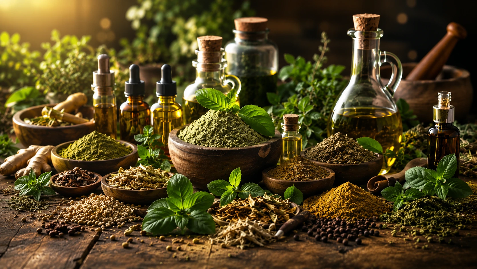 Herbal powders, oils and botanical extracts